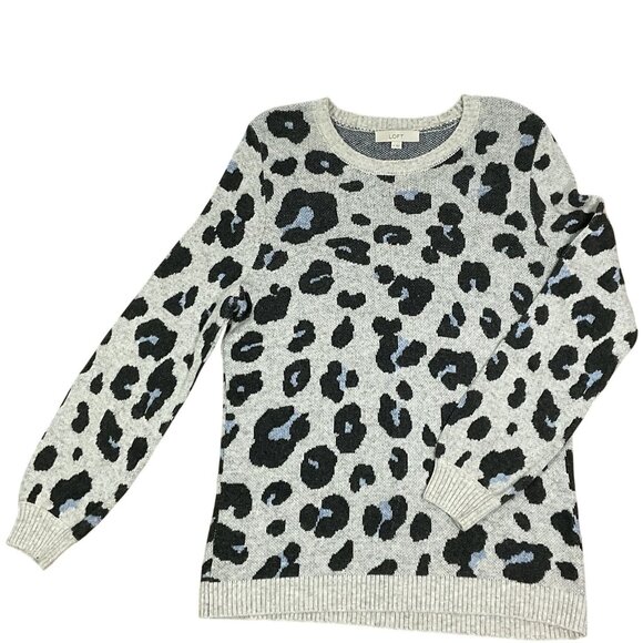 NWOT LOFT Jacquard Leopard Print Sweater, Women's XL, Viscose/Nylon/Wool - Picture 2 of 6